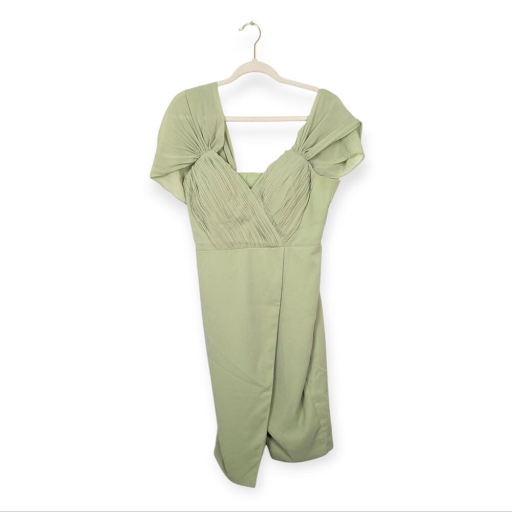 Lavish Alice Mini Dress 14 Green Off Shoulder Ruffle Plus Cocktail Party
